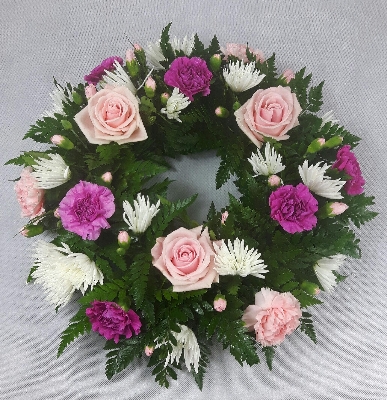 Pink and white wreath