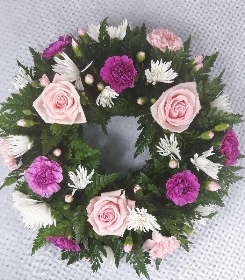 Pink and white wreath